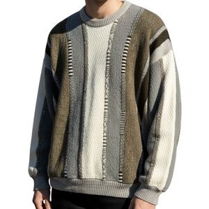 Vintage Bachrach Textured Wool Blend Sweater Mens Medium Mix Media 3D pullover